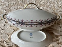 Limoges Servierschale mit Deckel, Blumenmuster