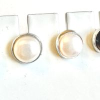 Ohrringe Ohrstecker rund Cabochon 8mm 925 Silber Perle