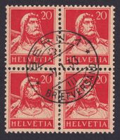Nr. 158 Tell, Viererblock Zentrumstempel BERN, Kat: 230.-