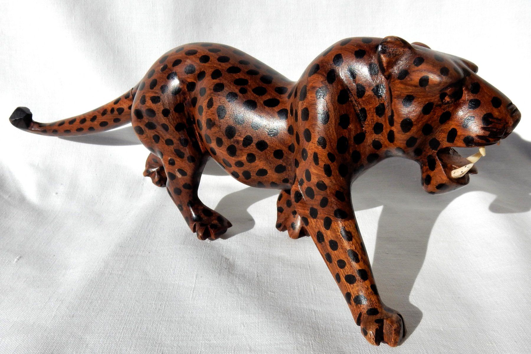 Statuette: **WUNDERSCHÖNE HOLZFIGUR LEOPARD, Deko-Objekt, Rarität!** – Usato da zürich venduto da Heidiho1 2
