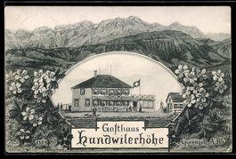 Künstler-AK Hundwil, Gasthaus Hundwilerhöhe, Passepartout mi