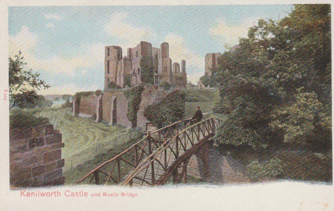 Cartoline postali: old UK Postcard KENILWORTH CASTLE AND RUSTIC BRIDGE peacock – Usato da Vezia venduto da Aquarius_Age