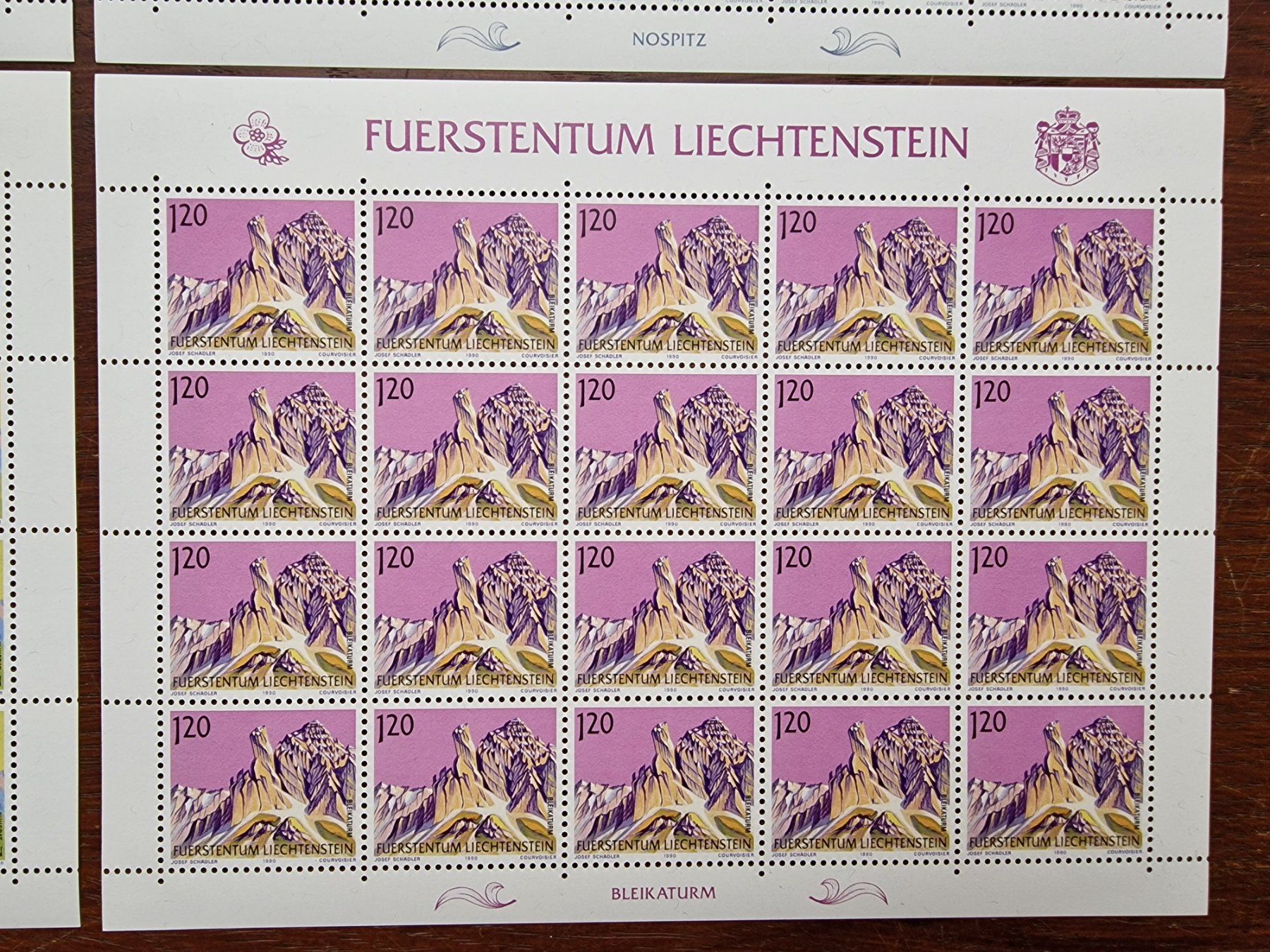Alle Briefmarken: FL 1990 Serie Bogen "Berge -III" postfrisch – Gebraucht aus Aesch LU von briefmarken.uray 4