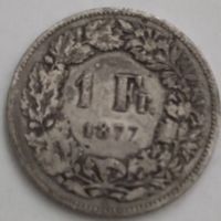 1 Frankenmuenze 1877 Schweiz guter Zustand