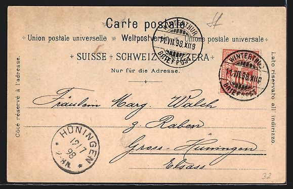 Cartes postales: Lithographie Winterthur, Panorama, 1898 – D'occasion à Berlin par bartko-reher 1
