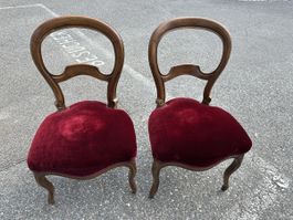 2 Vintagestühle, Holz, niedrige Höhe