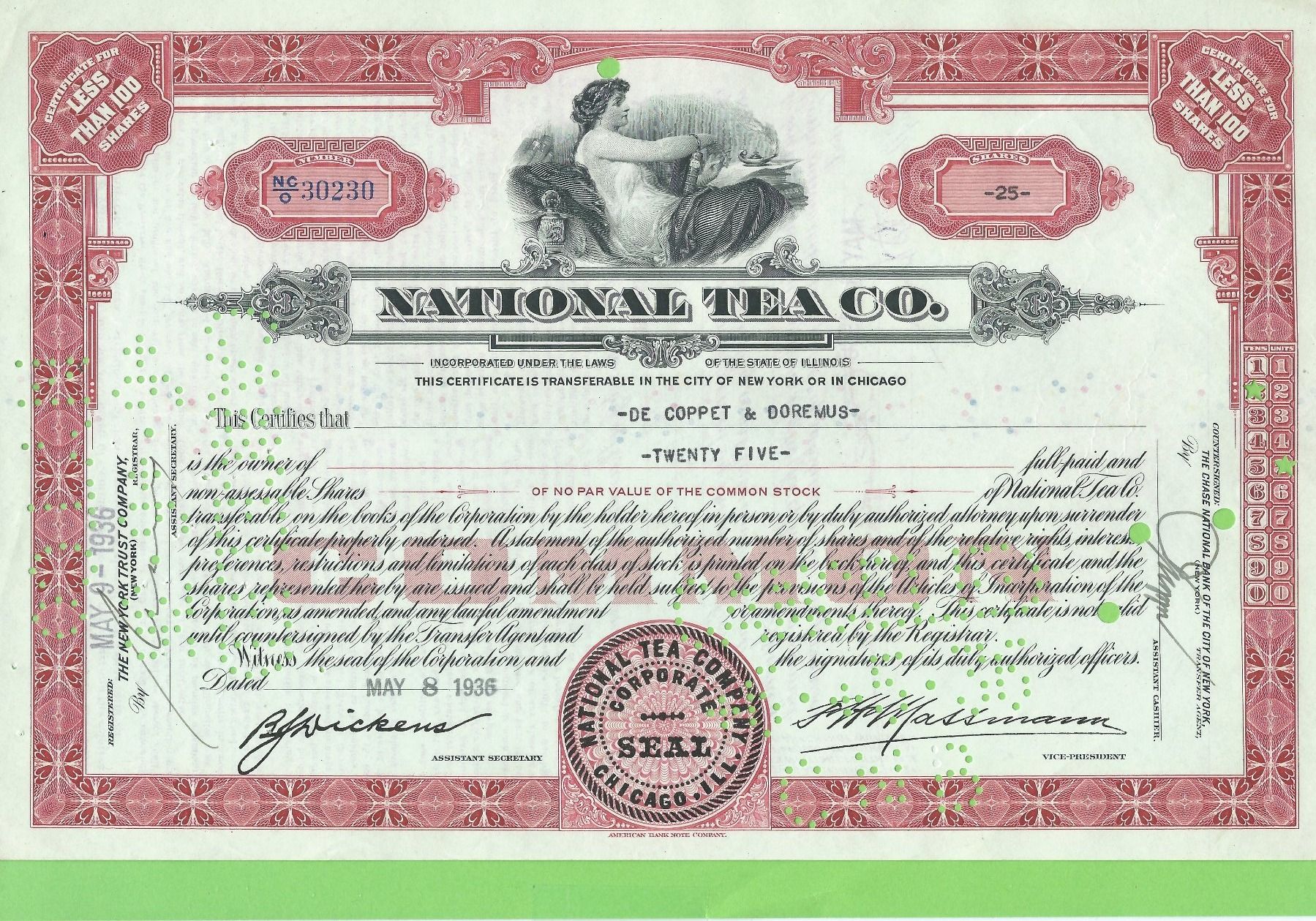 Alle Münzen: National Tea Co.,1936 – Gebraucht aus Zürich von t24_de