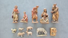 Krippenfiguren Set aus Holz handgeschnitzt 12 Teile