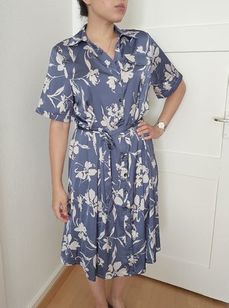 92% Seide Hemdkleid Seidenkleid Gr. M | blau floral | neu