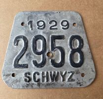 Velonummer SZ 29 Schwyz 1929 plaque Velo