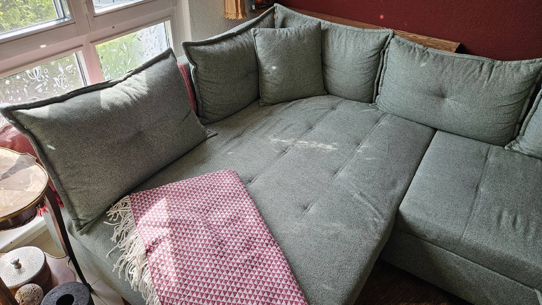 Divani: grünes stoff sofa L-sofa schlafsofa mit bettfunktion – Usato da Gebenstorf venduto da OmniaChaosEst 7