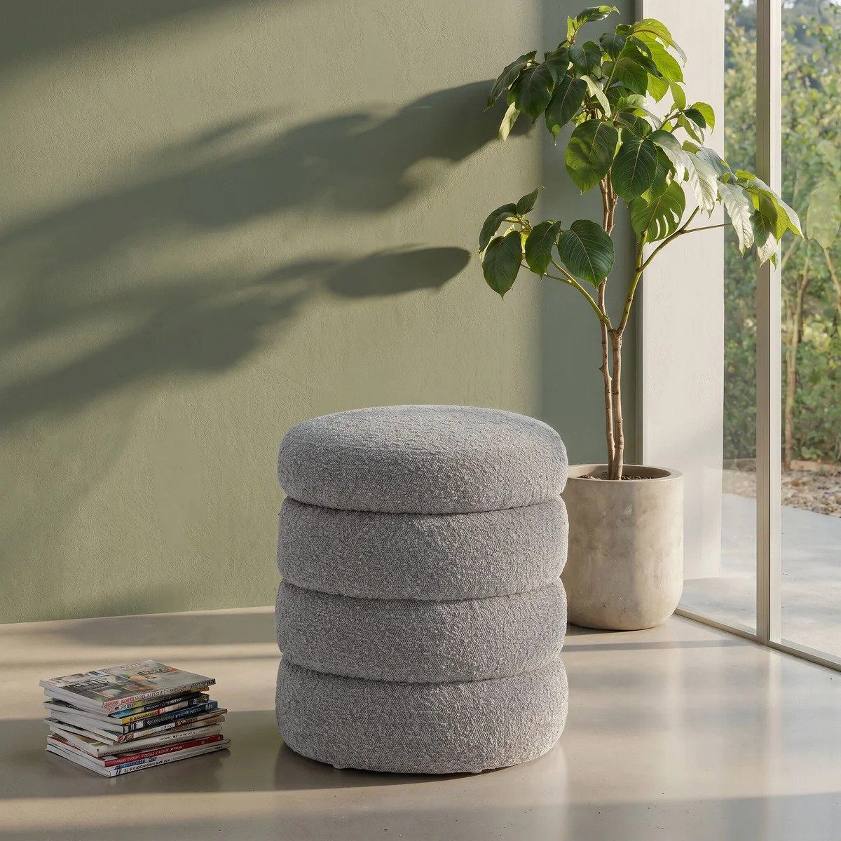 Micasa Hocker: Hocker mit Stauraum Sitzhocker Ottomane Boucle-Polster Grau – Neu und originalverpackt aus Bern von ari_66yc 1