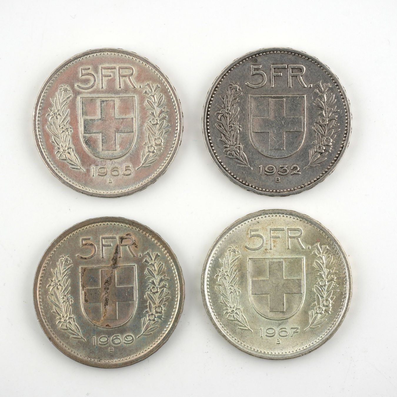 Tutti le monete: 4x 5Fr Silbermünze – Usato da Basel venduto da Vip24