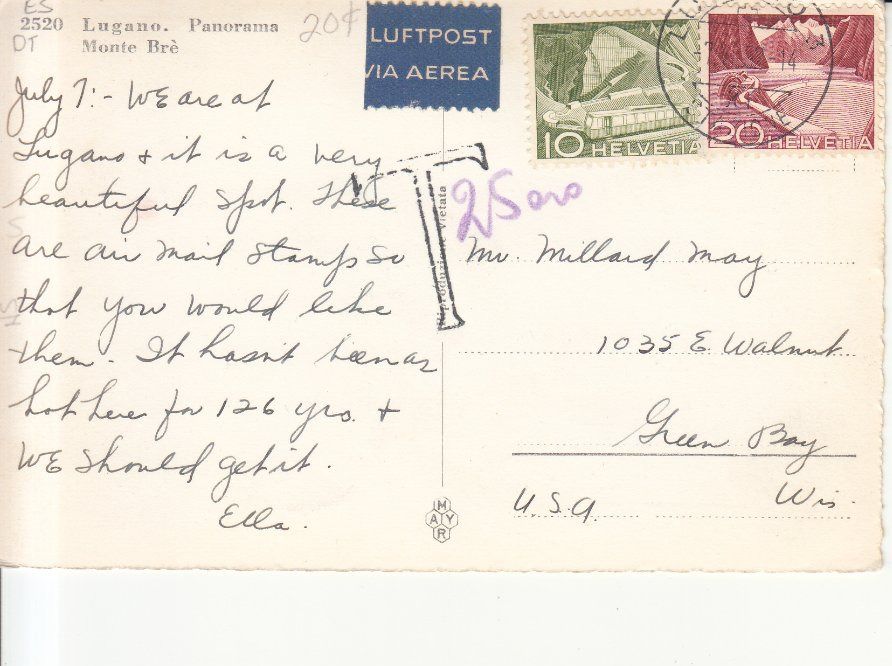 Cartoline postali: Lugano 1952 – Usato da Bürglen TG venduto da StampGraf 1