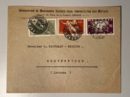 Schweiz 1919, Briefumschlag gest. Geneve, Emmenbrücke (LU)