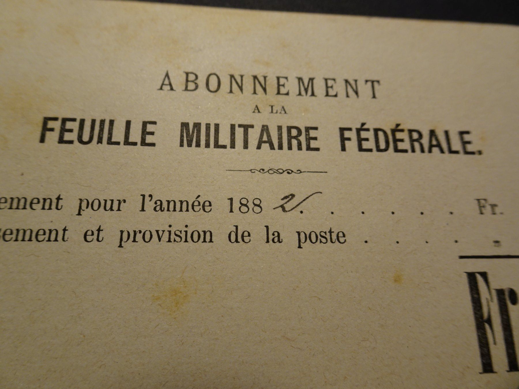 Tutti i francobolli: 16.III.82, ABONNEMENT FEUILLE MILITAIRE – Usato da Eschenbach SG venduto da eDaisy 2