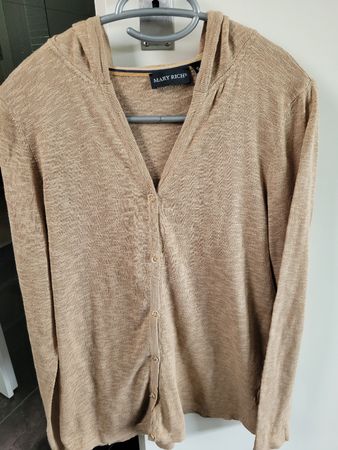 Mary Rich Sommer Strickjacke mit Kapuze, Beige, Gr. S