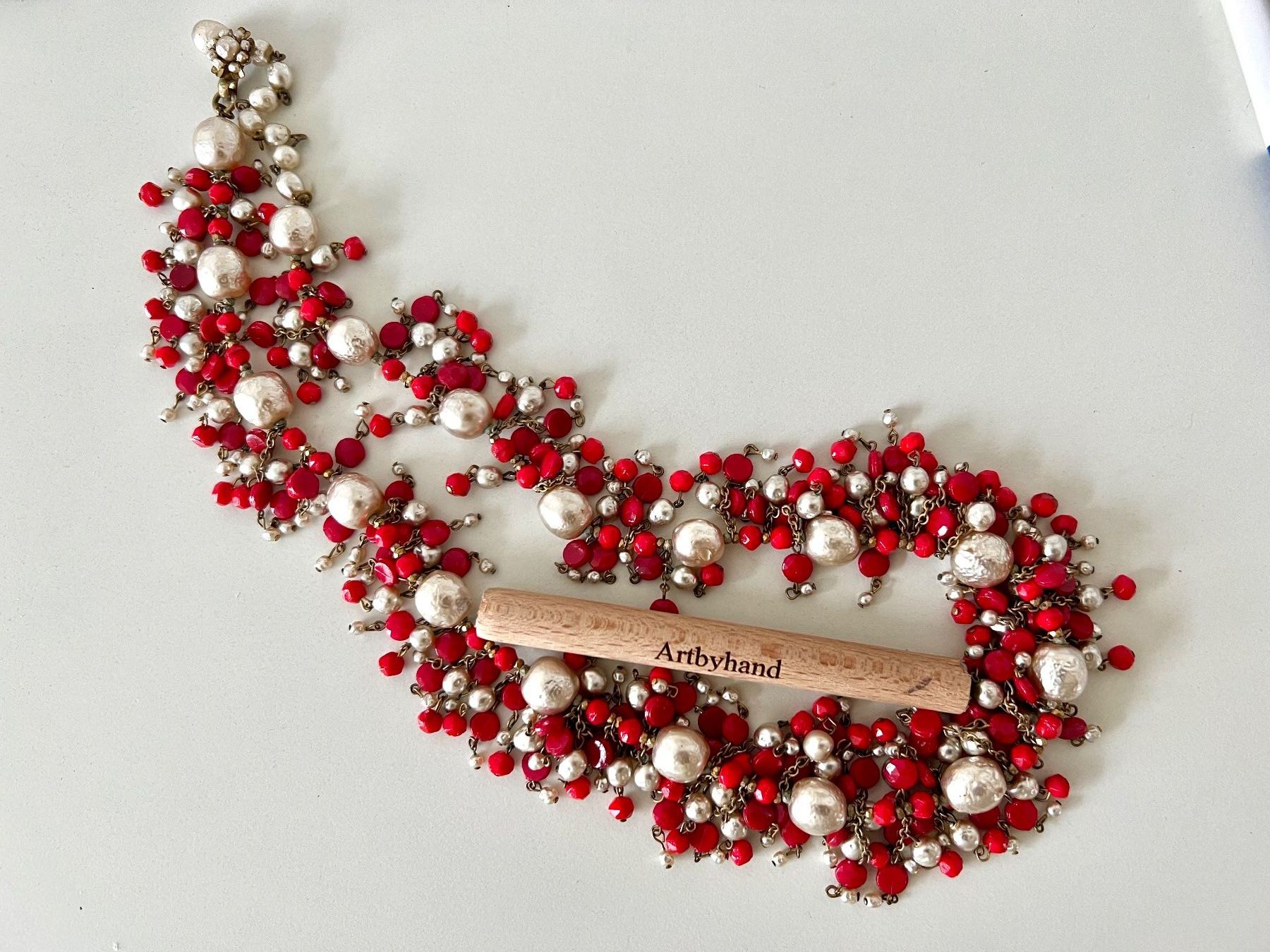 Colliers: Pilgrim Statement Kette Glasperlen Rot Silber 60 cm – D'occasion à Ruswil par artbyhand 6