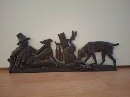 Antike Jagd-Szene Eisen-Relief, sehr dekorativ! 🤩