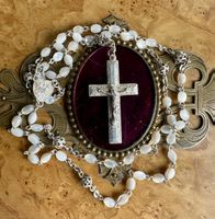 Antike Rosenkranz, Silber 800, Perlmutt - um 1900jahrh.✨🙏