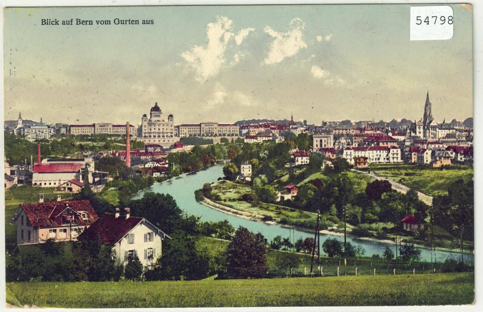 Cartoline postali: Blick auf Bern vom Gurten aus - Litho – Usato da Ettingen venduto da Kartenplanet