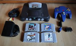Nintendo 64 Konsole mit blauem Controller & 5 Top Games