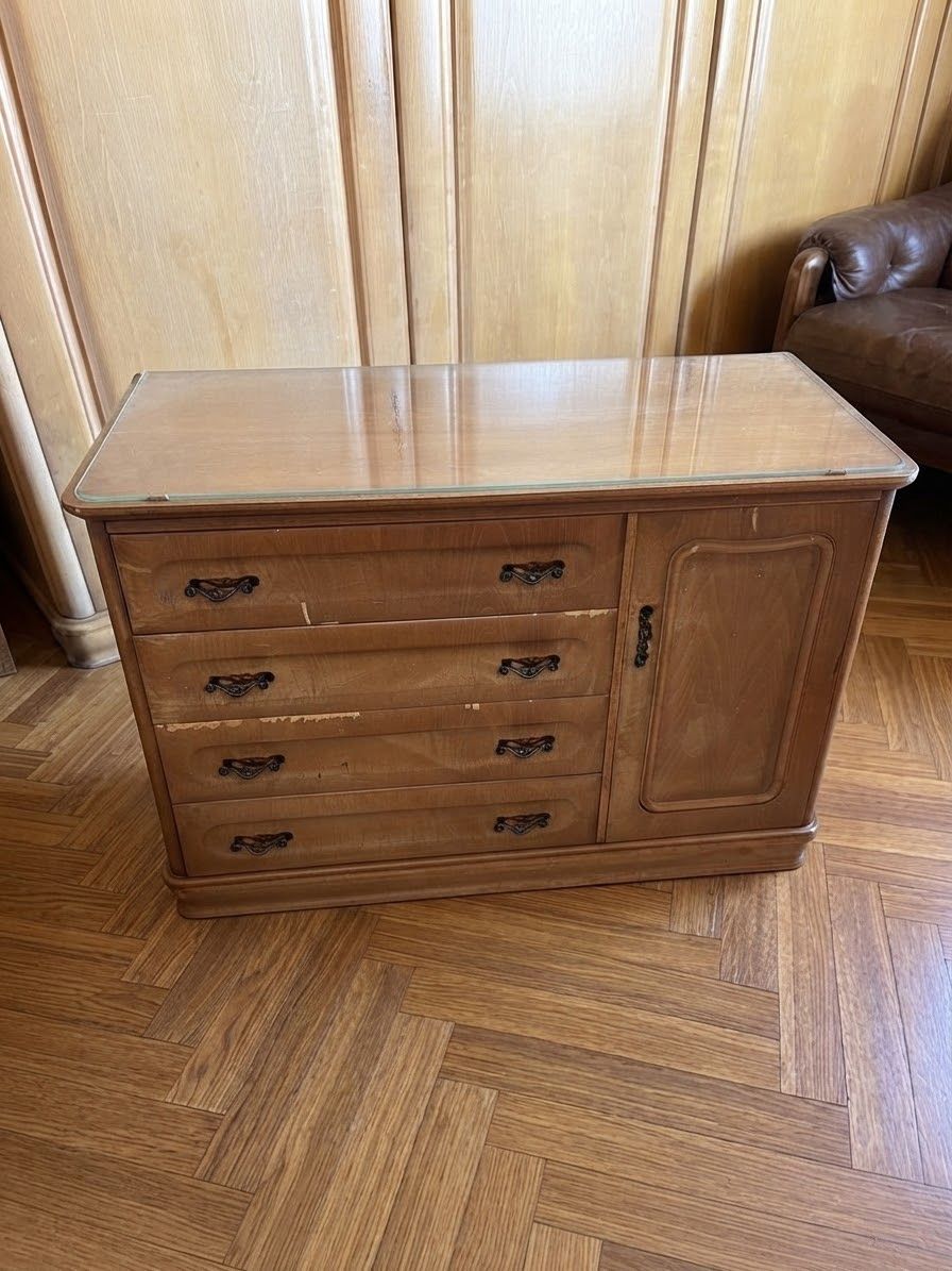 Cassettiere: Vintage Kommode / Sideboard Holz mit Glasplatte – Usato da Ins venduto da ab_80