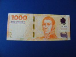 Argentinien 1000 Pesos Geldschein - Neuwertig! Selten!