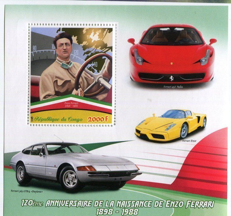 Alle Briefmarken: Block "Ferrari". Kongo – Neu und originalverpackt aus Basel von Butsch5