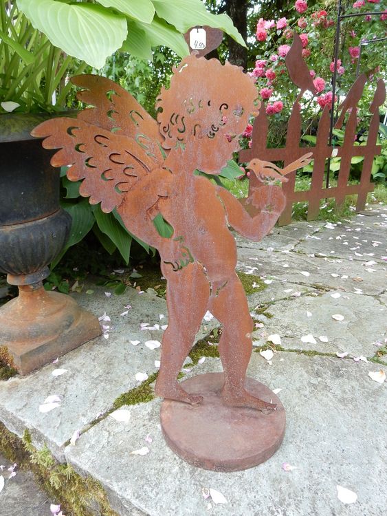 Rost Engel mit Vogel zum Stellen Gartendekoration Kaufen auf Ricardo
