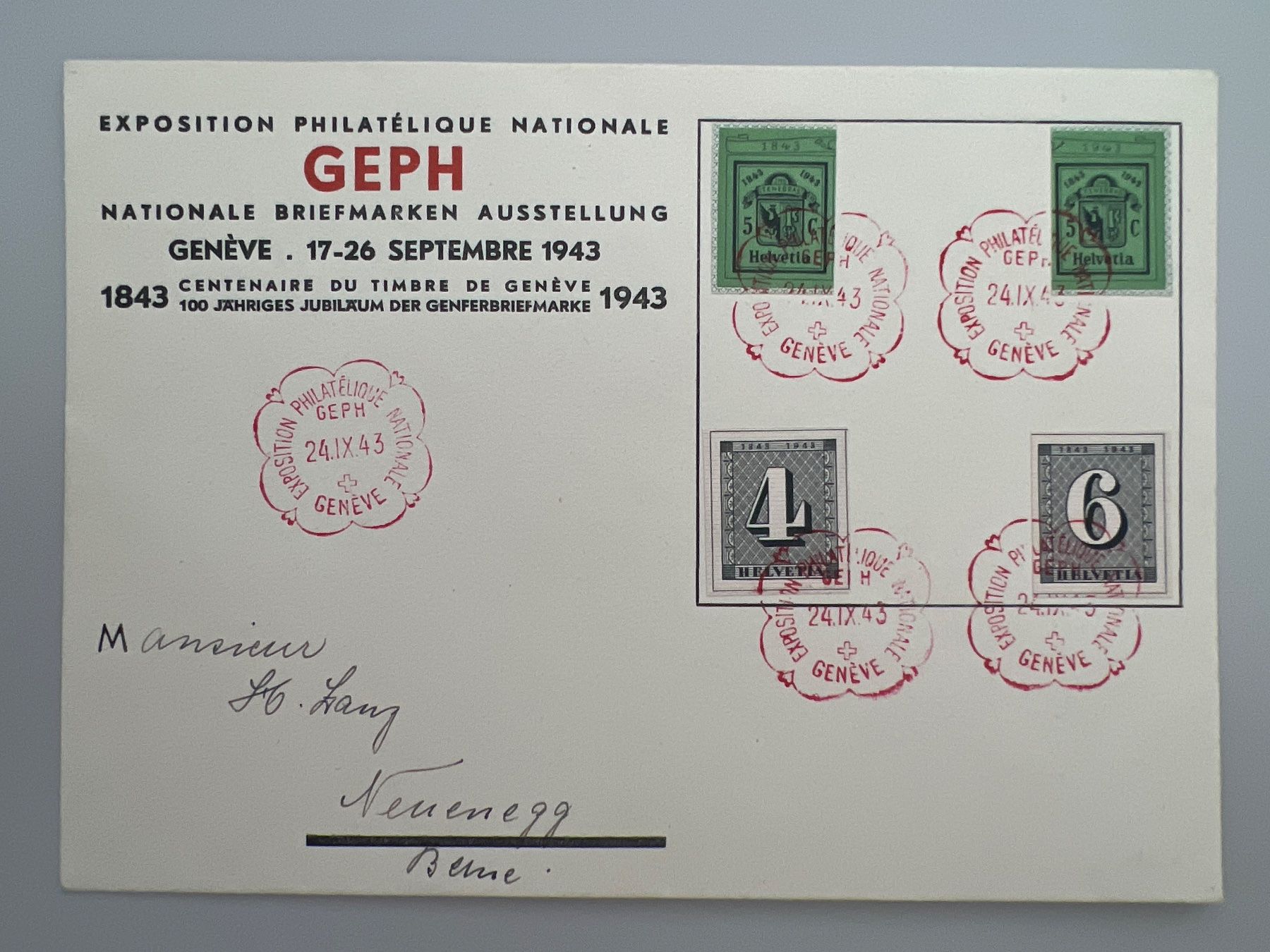 Alle Briefmarken: 1943 GEPH Genf Brief mit W12+13 / W17+18 – Gebraucht aus Buchrain von wmm