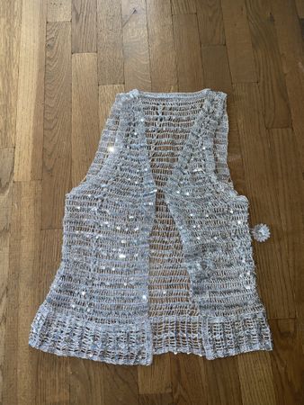 vintage Weste Silber, Pailletten, handgefertigt