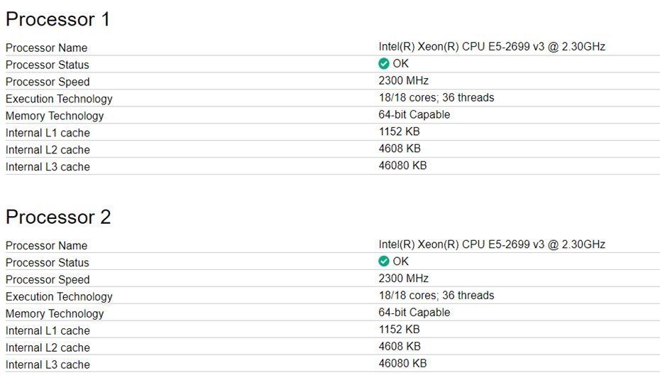 HP Proliant DL360 Gen9 mit 2x E5-2699v3 (2.30GHz) 640GB Ram (Gebraucht ...