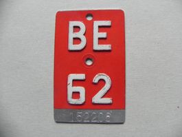 Velonummer Velo Rad BE 62 Bern 1962 Nummer Bike Geschenk