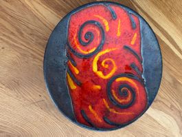 🌻 Keramikschale rot schwarz handgemacht gebraucht