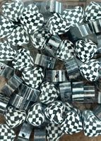 Fimo Bastelperlen schwarz weiss Herz Form, 50 Stück