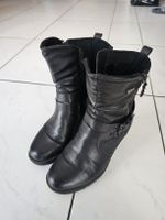 Schwarze Leder Damen Stiefeletten Gr. 37