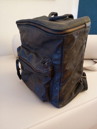 Rucksack Leder schwarz gebraucht guter Zustand