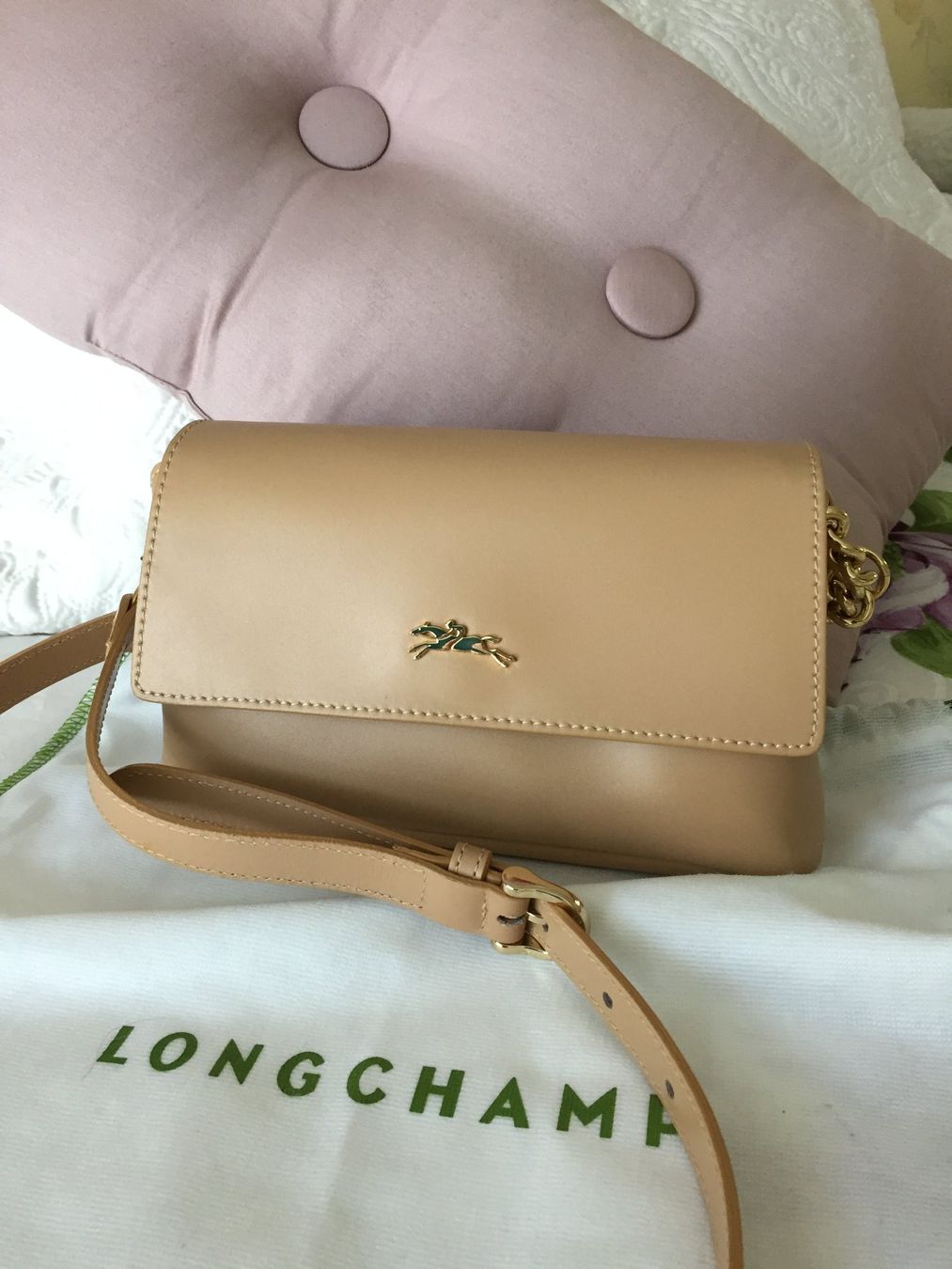 Longchamp Borse da donna: Longchamp Umhängetasche Glattleder taupe/hellbraun – Nuovo (secondo la descrizione) da Muttenz venduto da einfach-schoen