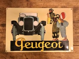 Peugeot Emaille-Werbeschild, Oldtimer, Vintage