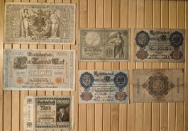 7 antike Reichsbanknoten ab Fr. 1.- !!!