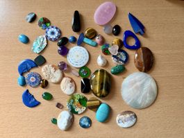 Cabochon Lot Hartsteine Kameglas Murrine Perlmutt