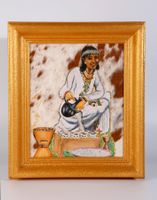 Indian-Frau-Gemälde auf Kuhfell
