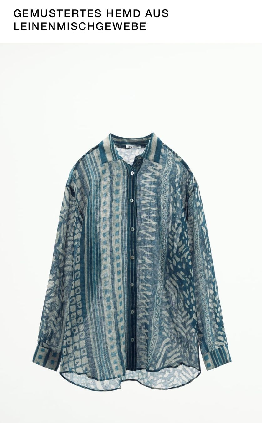 Zara Camicette: Gemustertes Hemd Leinenmischgewebe, Versand Möglich – Nuovo (secondo la descrizione) da Zürich venduto da Fashionista00