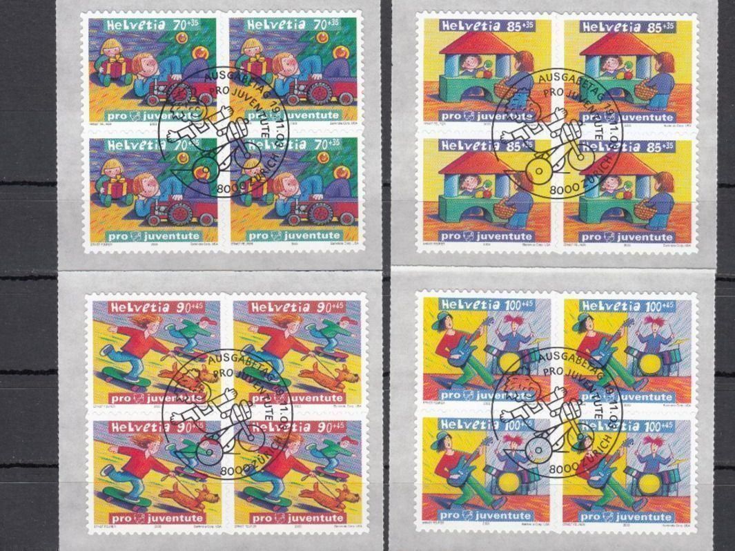Alle Briefmarken: SBK J369A - J372A 4er-Block mit ET – Gebraucht aus Bürglen TG von StampGraf
