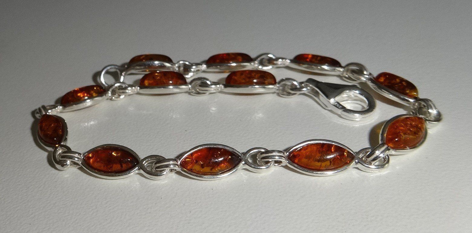 Bracciali & Braccialetti: Bernstein Armband 925 Silber VP 95,- – Nuovo e nell'imballaggio originale da Visp venduto da steinschmuckwelt 1