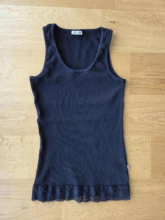 Street One geripptes Tanktop mit Spitzenbesatz Gr. 36