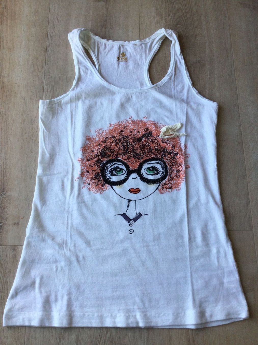 Tops: Top blanc Tête rousse lunettes strass – Neu und originalverpackt aus Agiez von chouchanelle 4