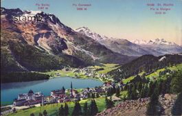 AK St. Moritz mit Piz Surlej, Piz Corvatsch u. Piz la Margna