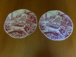 2 napperons ronds - bordures en perles